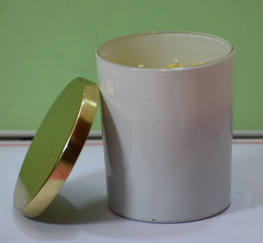 Scented Frosted Candle with Golden Lid